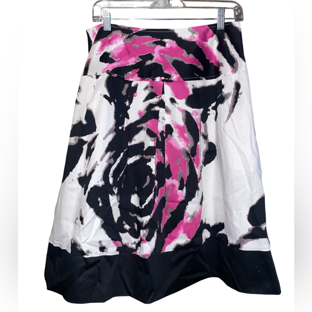 Transitions Women's Pink & Black Floral Print A-Line Skirt